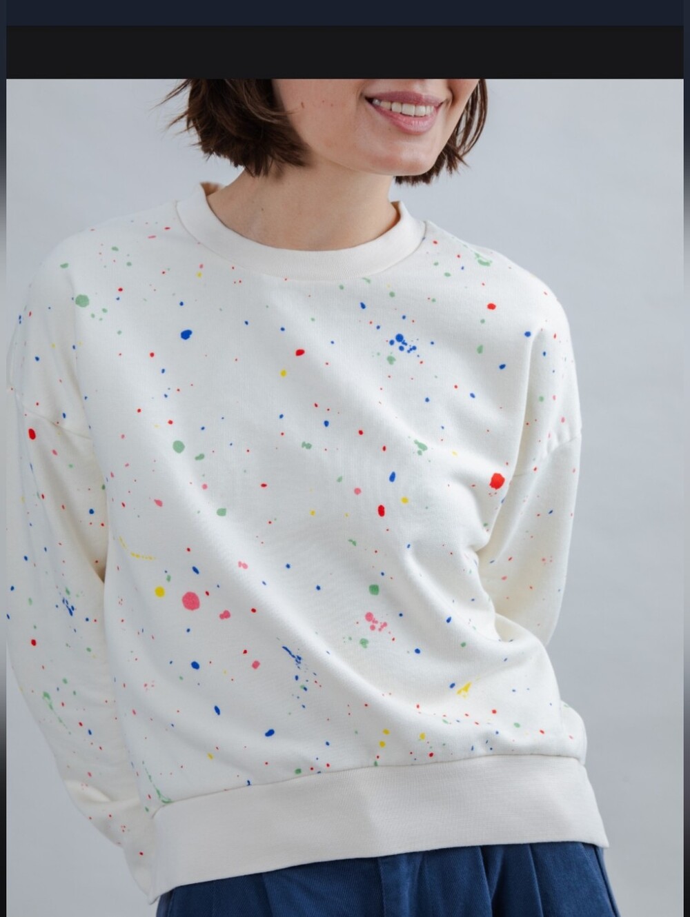 Organic Cotton Paint-Splatter Crewneck Sweatshirt